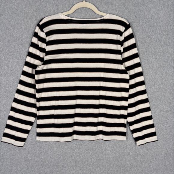 Talbots Shirt Large Cream Gold Metallic Pima Cotton Basic Layer Yacht Sailor - Picture 8 of 9